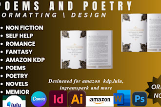 format, design poetry books, poems self help fiction, childrens story book