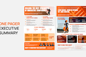 design a one pager executive summary or investment teaser