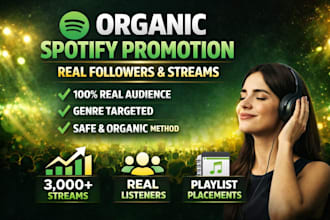 organically promote your spotify music for real followers, spotify streams