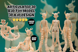 3d articulated model, 3d bjd model, bjd toy design, 3d flexi model, 3d bjd doll