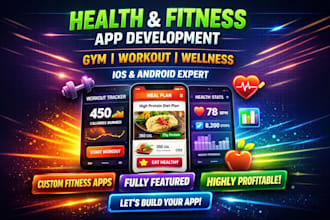 develop health and fitness app gym workout app, gym app flutter app wellness app