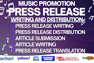 write and distribute music press release for music blogs, and media coverage
