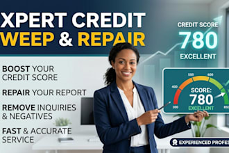 expert credit sweep and repair your credit report, boost score, inquiry removal