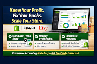 do quickbooks setup and manage ecommerce bookkeeping for shopify amazon fba etsy