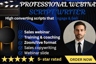 design webinar presentation slide and write engaging presentation scripts