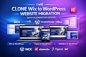 clone wix to wordpress website migration with elementor design