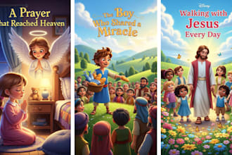design christian children storybook illustration, kids  book illustration