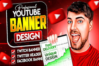 design twitch overlay youtube banner and logo banner
