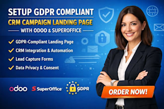 setup gdpr compliant CRM campaign landing  page with odoo superoffice efficy crm