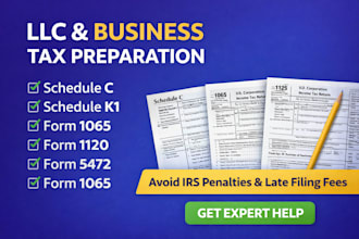 prepare schedule c, k1, form 1065, 1120 and 5472 tax filing