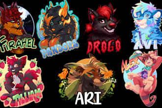 furry badge, fursona headshot, furry ych, furry art, furry icon, furry stickers