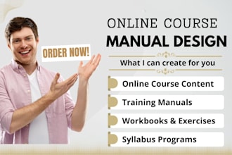 create training manual teaching guide, online course, workbook, syllabus program