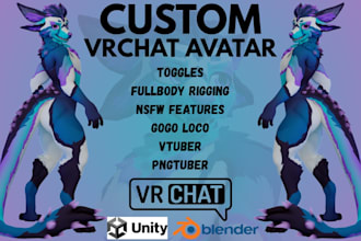 create custom vrchat avatar furry avatar optimized 3d vrc model for vrchat