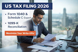 do US tax return filing, form 1040, schedule c, and 1099k self employed tax