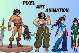 create pixel art animation, pixel art character, sprite sheet, 2d pixel art