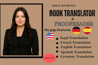 translate with native fluent from german french italian toenglish with proofread