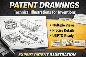 create patent drawings and technical illustrations for invention submission