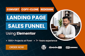 clone, recreate your clickfunnels or gohighlevel landing page to elementor