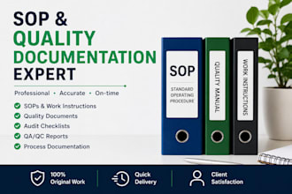 create sops, quality documents, audit checklists and QA reports