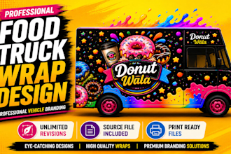 create high quality, food truck and trailer wrap designs