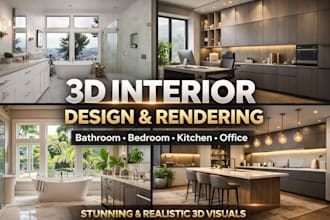 design 3d modern and luxury interior for bathroom bedroom kitchen and office