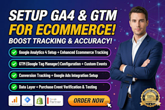 set up ga4 ecom tracking, google ads conversion tracking and GTM for shopify