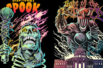 create dark art tshirt design album cover horror anime tshirt design merchandise