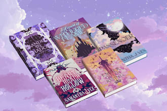 design a fantasy romance book cover with a premium look