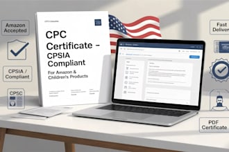 provide cpsia compliant CPC certificate for amazon and US products