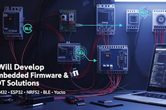 develop firmware using stm32, esp32, nrf52, ble and yocto