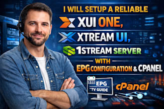 setup reliable xui one, xtream ui, 1stream server with epg configuration, cpanl
