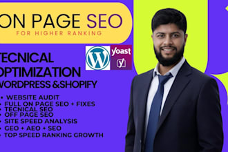 optimize on page and off page tecnical SEO for your website