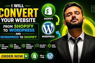 convert wordpress to  shopify or shopify to wordpress
