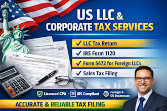do US llc tax return, corporate tax, sales tax, irs form 1120, 5472, US cpa