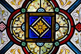 make design classic stained glass art mosaic logo character illustration art