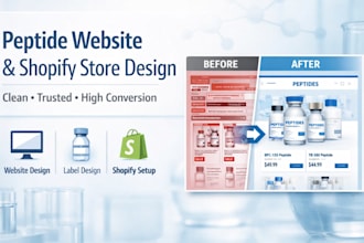 design peptide website shopify store and peptide label design