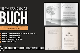 führen sie korrekturlesen, buchbearbeitung und buchformatierung für amazon KDP