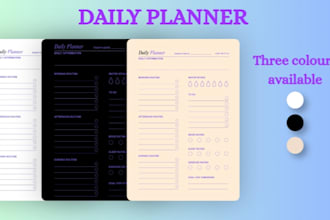 design printable daily planner template in 3 colours styles