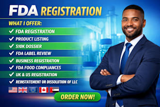 do fda food labeling compliance and fda registration as US agent