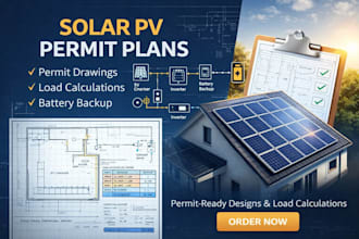 design solar pv permit plans, sld, load calculation, and battery backup