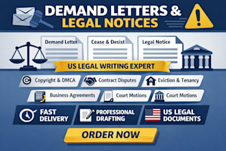 draft US legal demand letter, cease and desist or legal notice