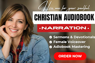 be your christian audiobook narrator, sermons, devotionals with female voiceover