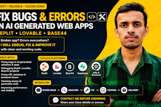 fix ai generated app bugs, errors in replit, lovable, base44
