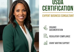 handle usda organic certification, full business documentation and grant writing