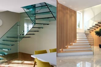design steel, glass, wood staircase railing and 2d drawings