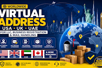 provide worldwide virtual address USA UK uae llc and mail handling