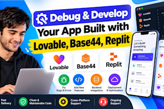 debug and develop your app built with lovable, base44,replit