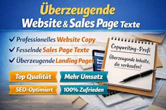 professioneller website text, verkaufsseiten und landing page, copywriting