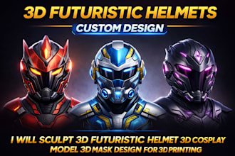 sculpt 3d futuristic helmet 3d cosplay model 3d mask design for 3d printing