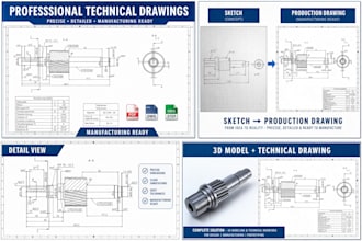 professional technical drawings for manufacturing